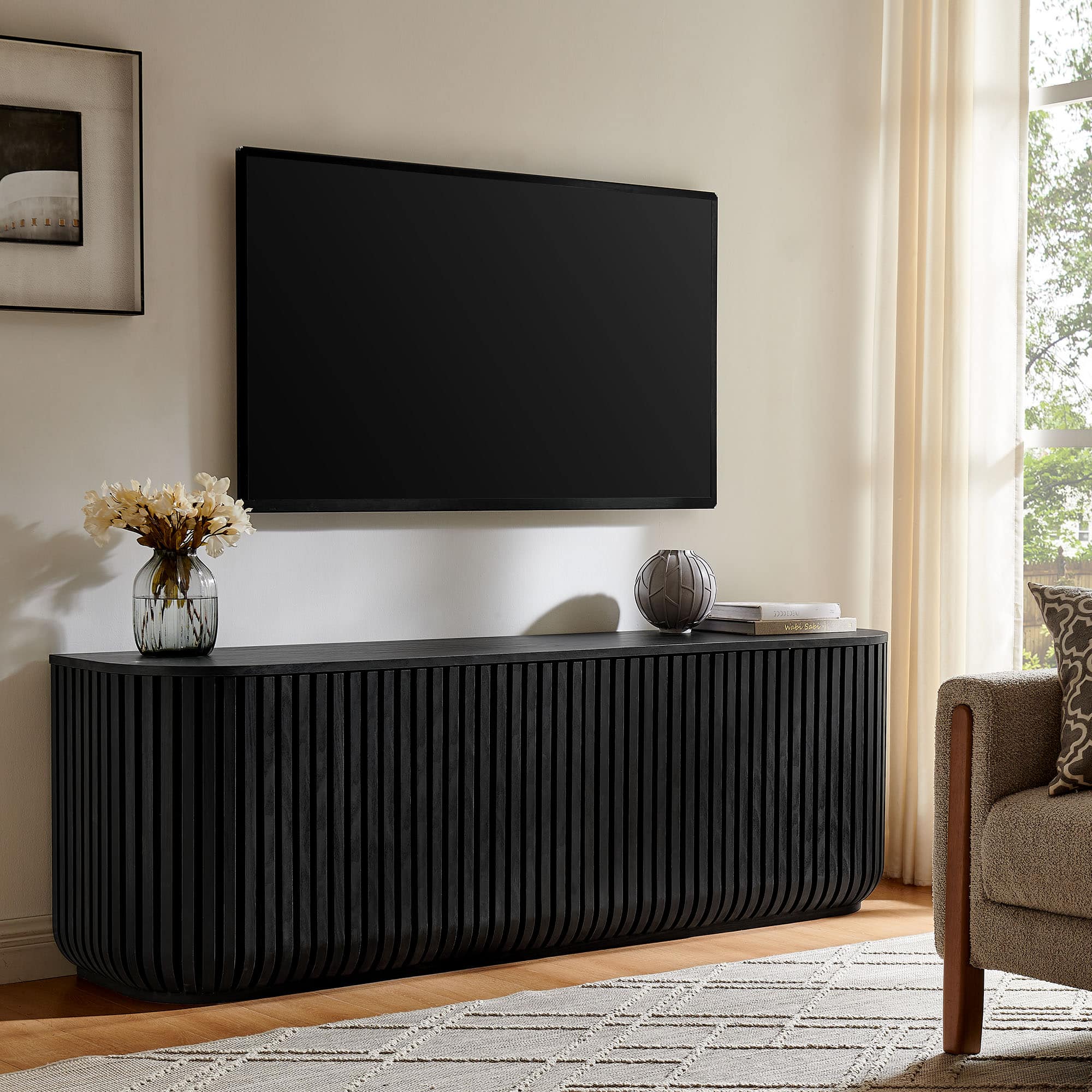 "Fortitude 75"" Curved Sideboard Storage Cabinet by Modway - Black" price history on PriceWatchPro