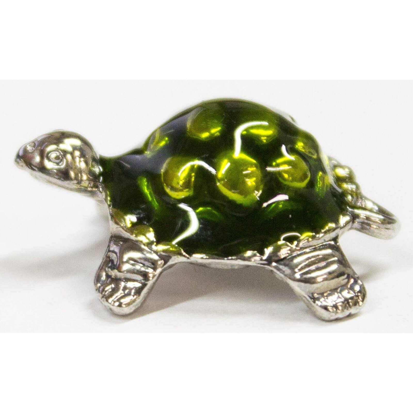 Left. Ganz - Lucky Little Turtle Pocket Charm with Inspirational Card Miniature 1 inch - Green.