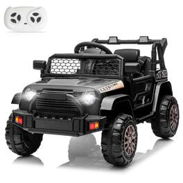 Winado - 12V Battery Powered Ride on Truck Cars with Remote Control, Electric Vehicles Ride-on Toys with Suspension, LED Lights - Black