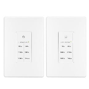 BN-LINK - Countdown Timer Switch for Exhaust/Bathroom Fan, 1-5-10-20-30-60min, Neutral Wire, Wall Plate, 2-Pack - White