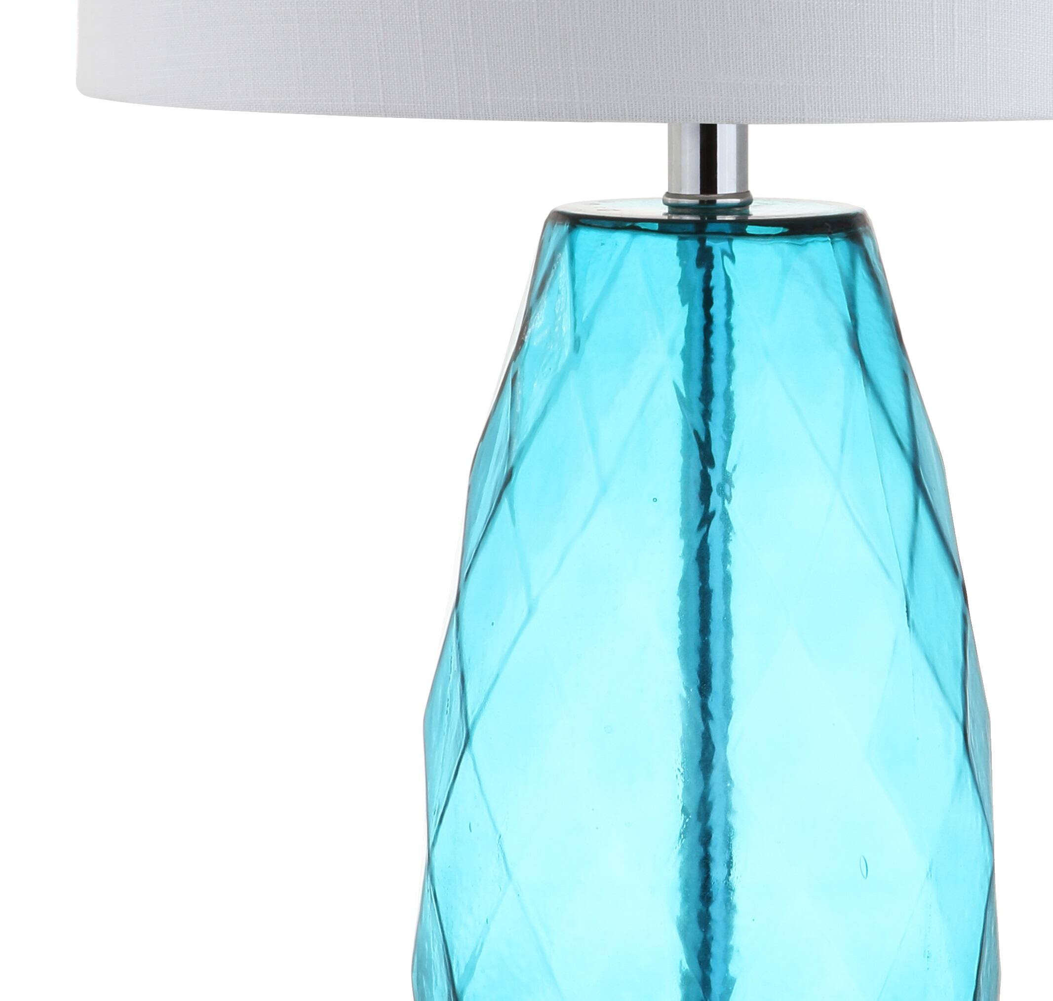Alt View 3. Jonathan Y - Juliette 26.5" Glass/Metal LED Table Lamp, Moroccan Blue - Moroccan Blue.