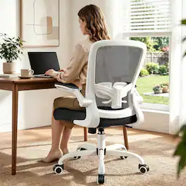 KERDOM - Office Chair for Conference Room - Ergonomic Desk Chair with Adjustable Lumbar Support, Swivel, Tilt, Breathable Mesh - White