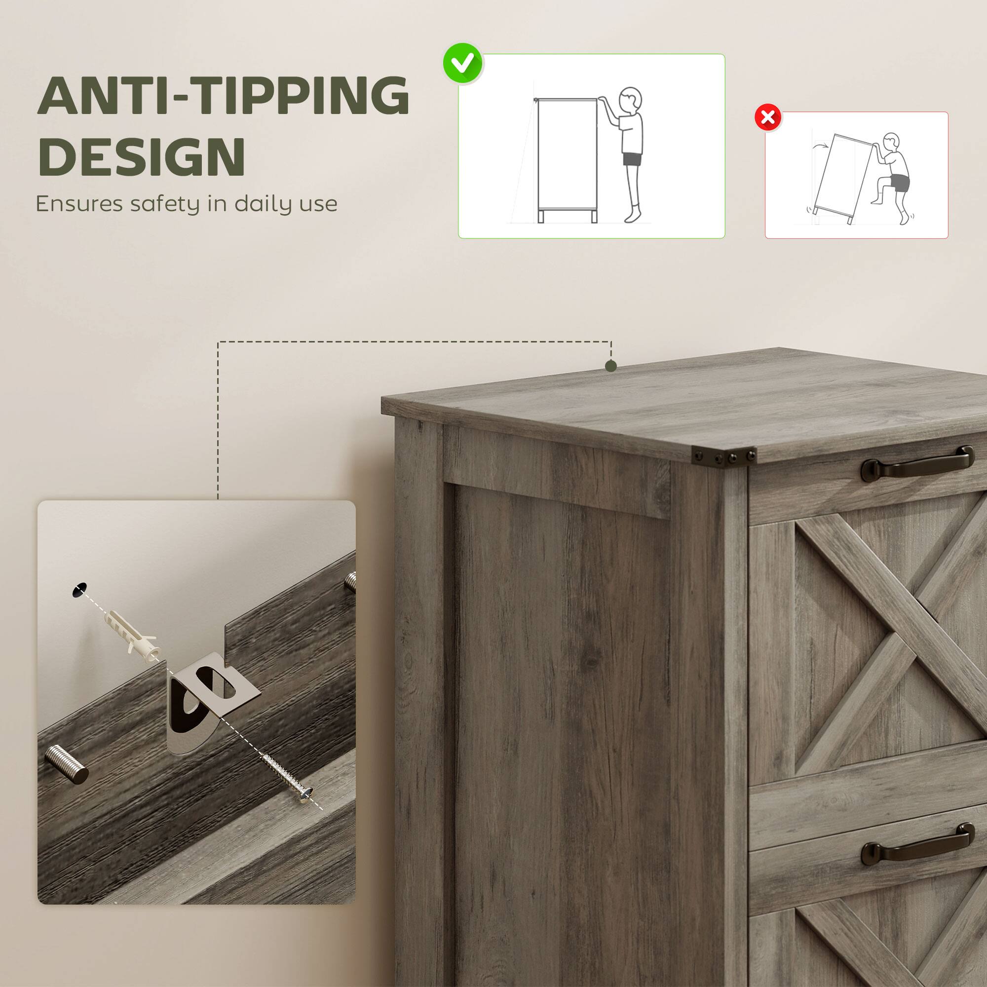 ANTI-TIPPING DESIGN  
Ensures safety in daily use