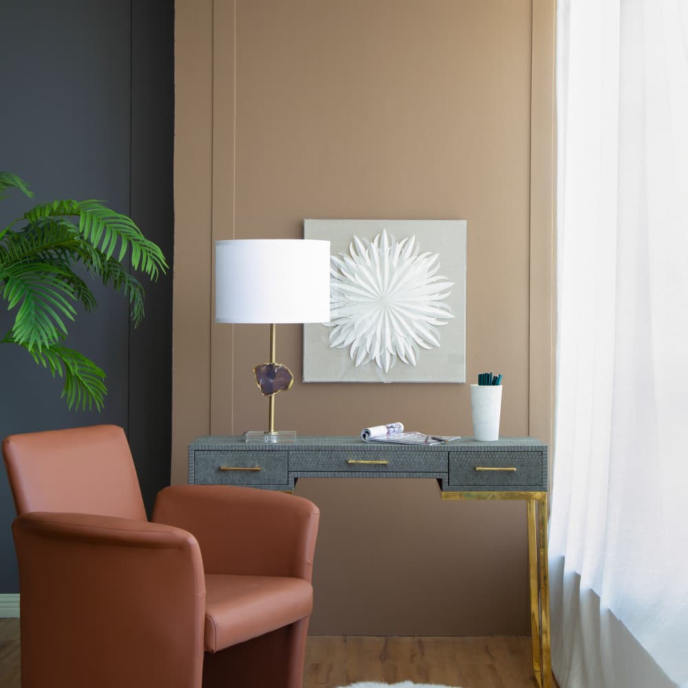 Alt View 7. Luckbyte - 14x25.2 Inch Gold Agate Slice Table Lamp With White Drum Shade Assembly Required.