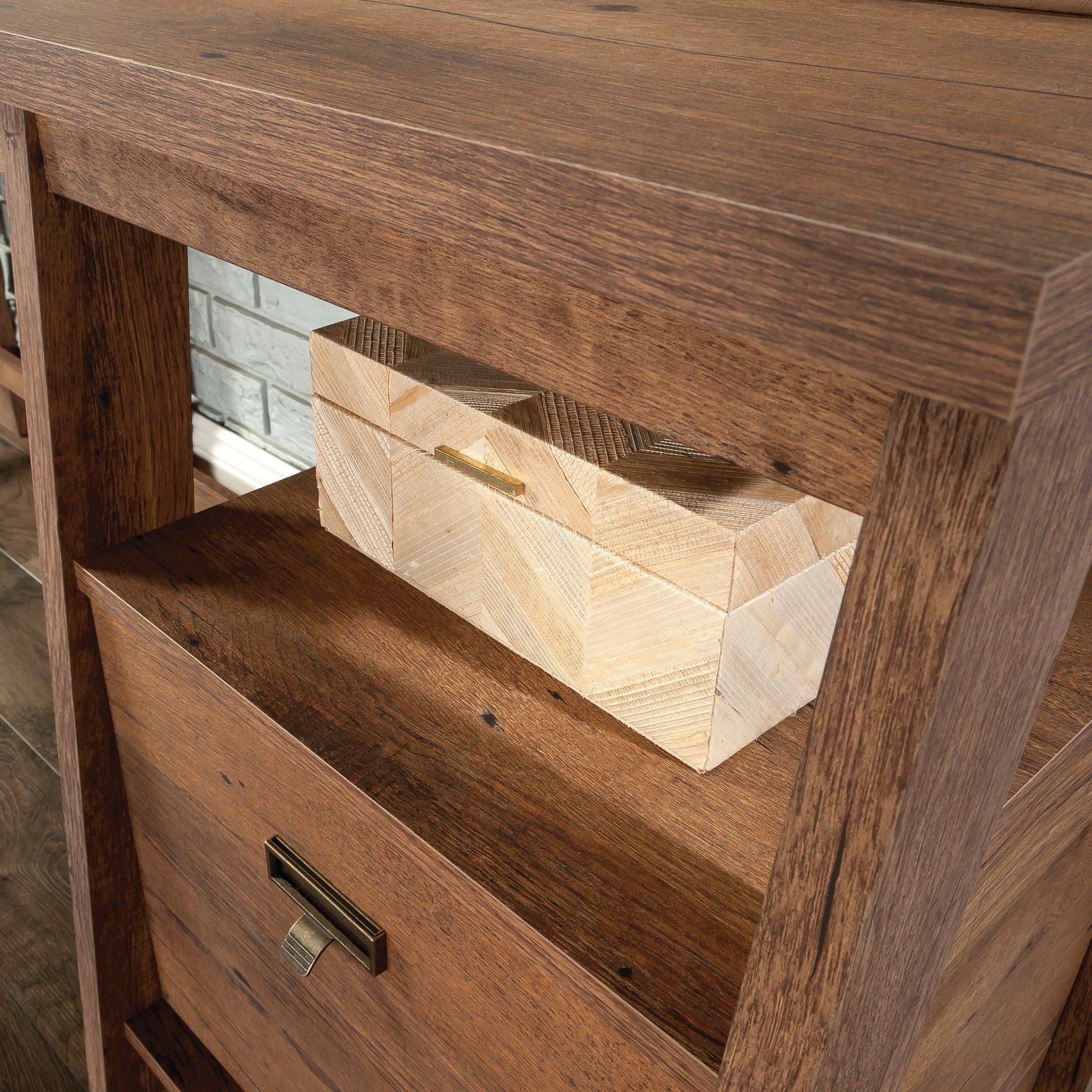 Sauder – Trestle L-Desk – Vintage Oak Sansujyuku sansujyuku.com