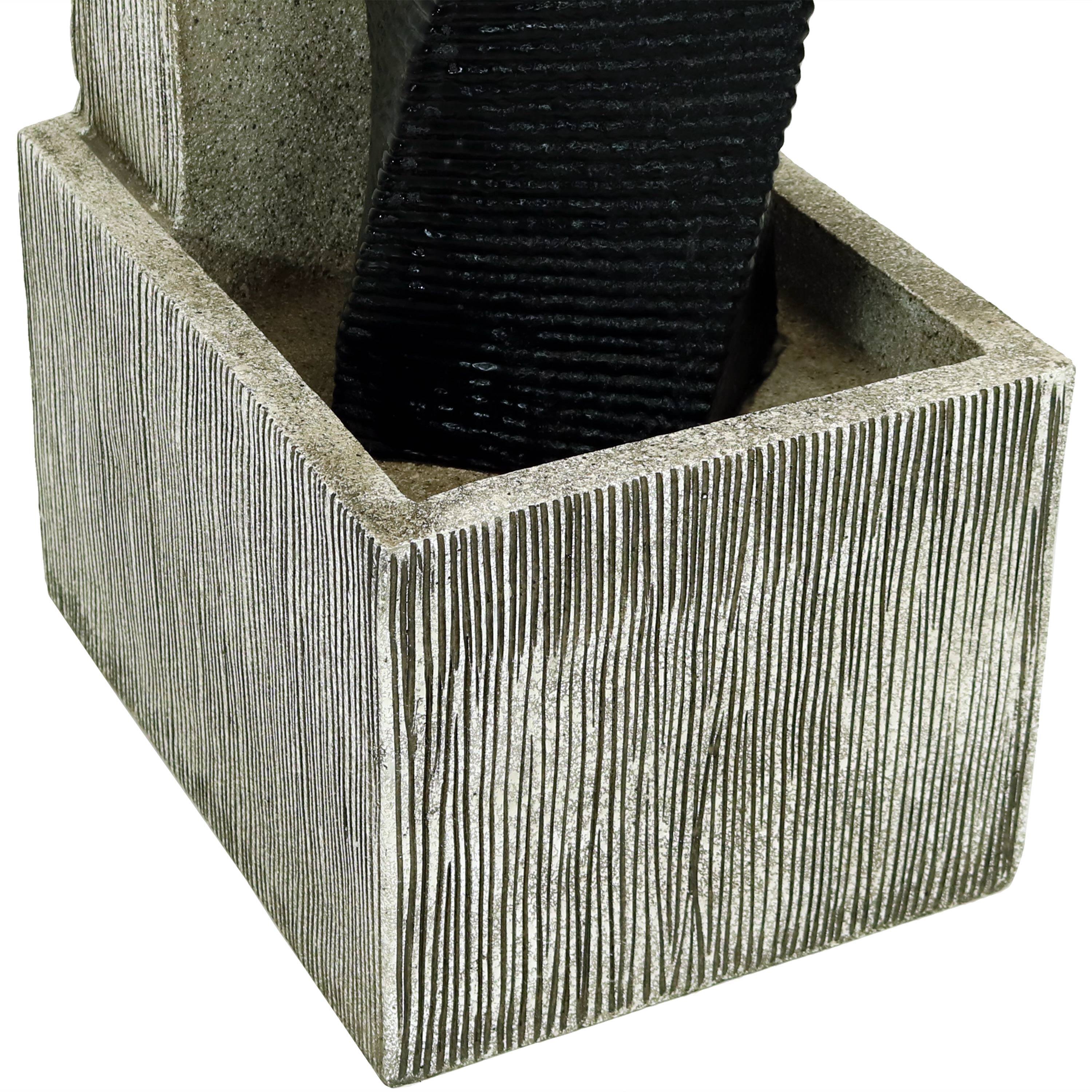 Alt View 8. Sunnydaze - Modern Artistry Outdoor Water Fountain with LED Lights - 35 in - Grey.