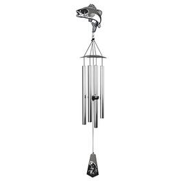FC Design - 36" Long Silver Fish Silhouette Wind Chime Outdoor Patio or Garden Hanging Decoration - Multi-Color
