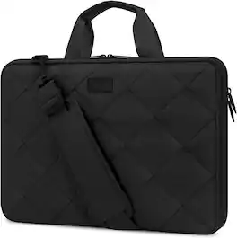 mosiso - 360 Protective Laptop Shoulder Bag 13-13.3 inch, Double Layer Fluffy Padded Laptop Bag with Anti-theft Zipper - Black