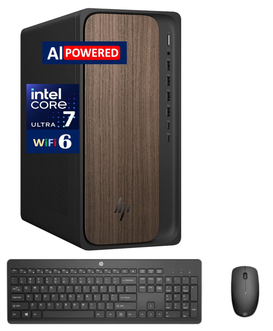 HP - OmniDesk Desktop (Ultra 7-265, 64GB, 2TB SSD, Intel Graphics, Win 11 Pro ) - Dark Wood