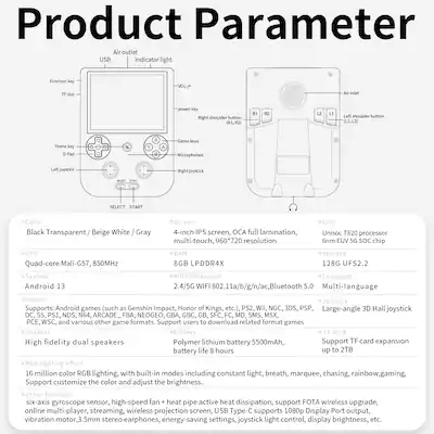 étui Protection TPU Transparent Anbernic RG406V 128 Go Noir Transparent étui Protection TPU Transparent Anbernic RG406V 128 Go Noir Transparent