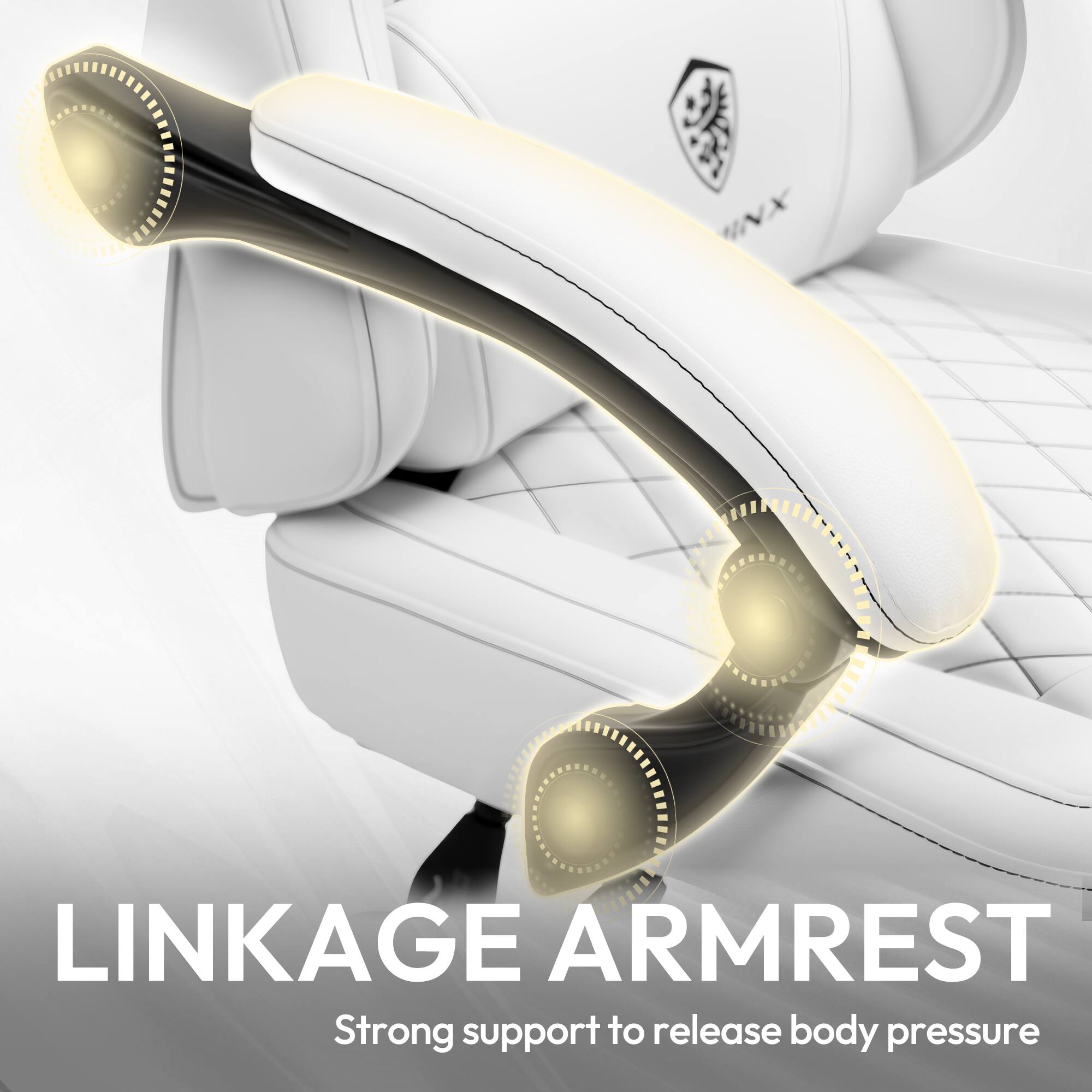 LINKAGE ARMREST  
Strong support to release body pressure
