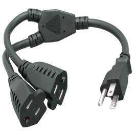 Sanoxy - Cables and Adapters; 14 inches Power Cord Splitter Cable 14 AWG (2 NEMA 5-15R to 1 NEMA 5-15P) - Black