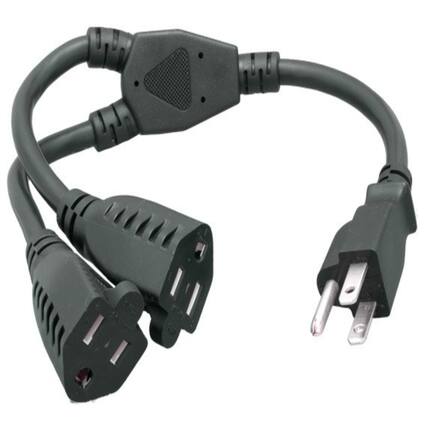 Front. Sanoxy - SANOXY Cables and Adapters; 14 inches Power Cord Splitter Cable 14 AWG (2 NEMA 5-15R to 1 NEMA 5-15P) - Black.