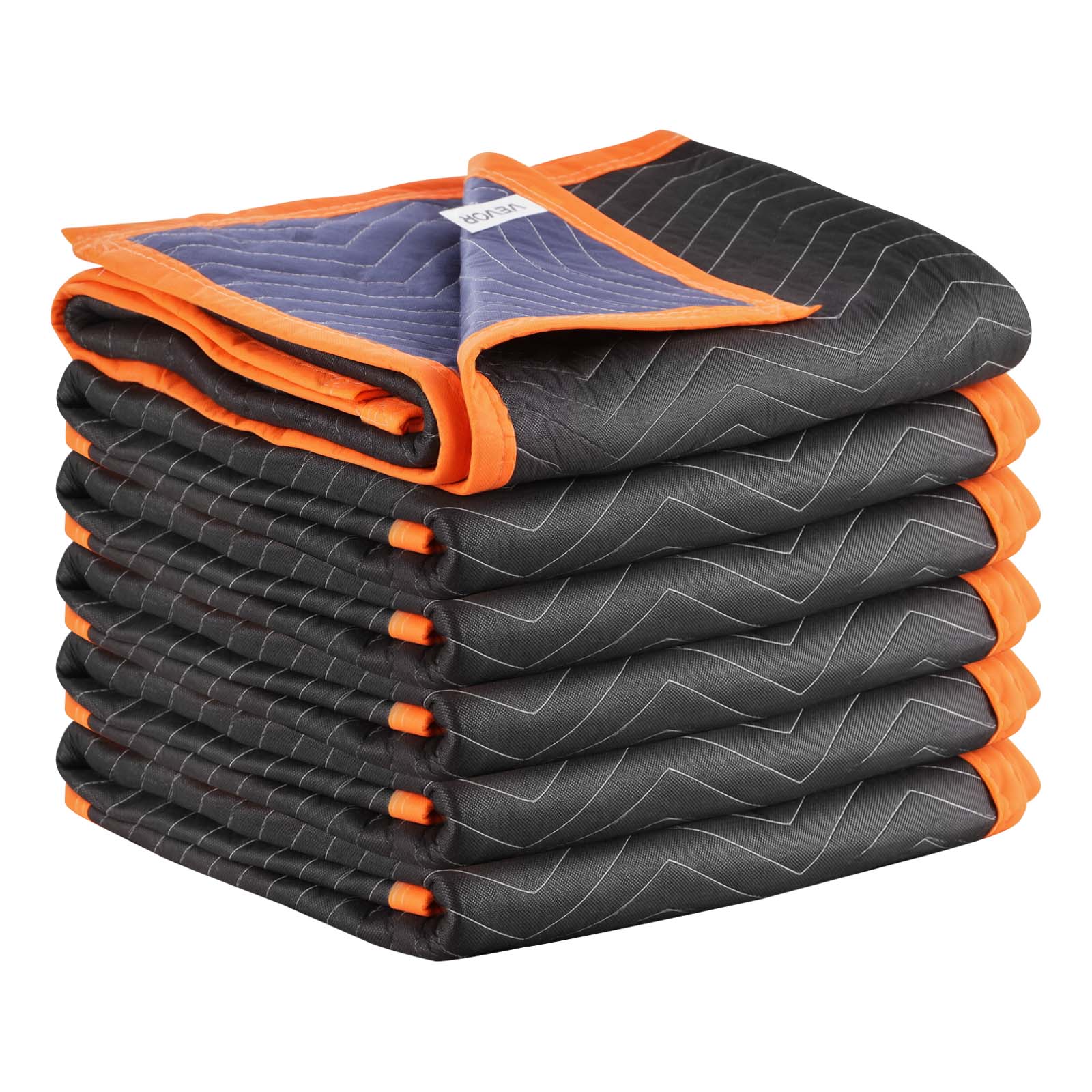 Alt View 5. VEVOR - Moving Blankets 6 Pcs, 72 x 40 in (32 lbs/dz) Large Packing Blankets with Cotton Filling, Heavy Duty Nonwoven Fabric - Black;Dark Blue;Orange.