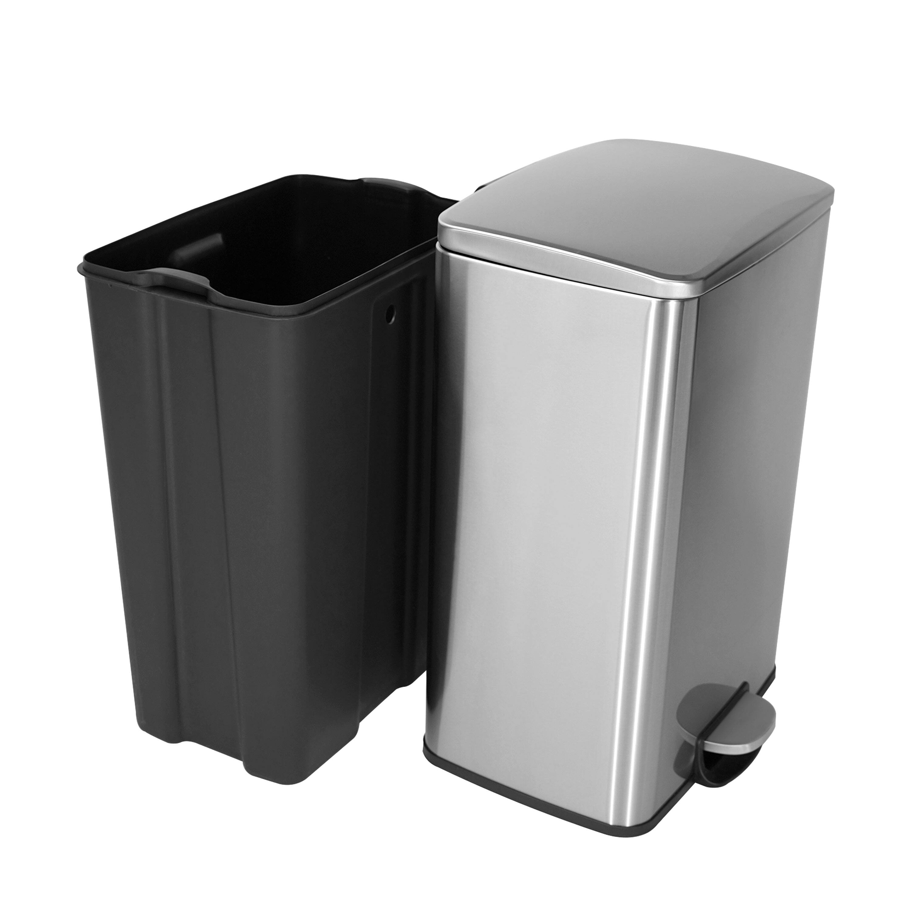 Alt View 5. Innovaze - 13 Gal./50 Liter Rectangular Stainless Steel Step-on Trash Can for Kitchen - Sliver.