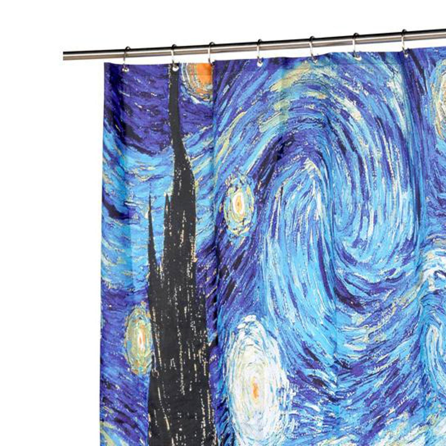 Angle. Carnation Home Fashions - Carnation Home Fashions "The Starry Night" Museum Collection 100% Polyester Fabric Shower Curtain - 70" x 72" Multi - Multi.