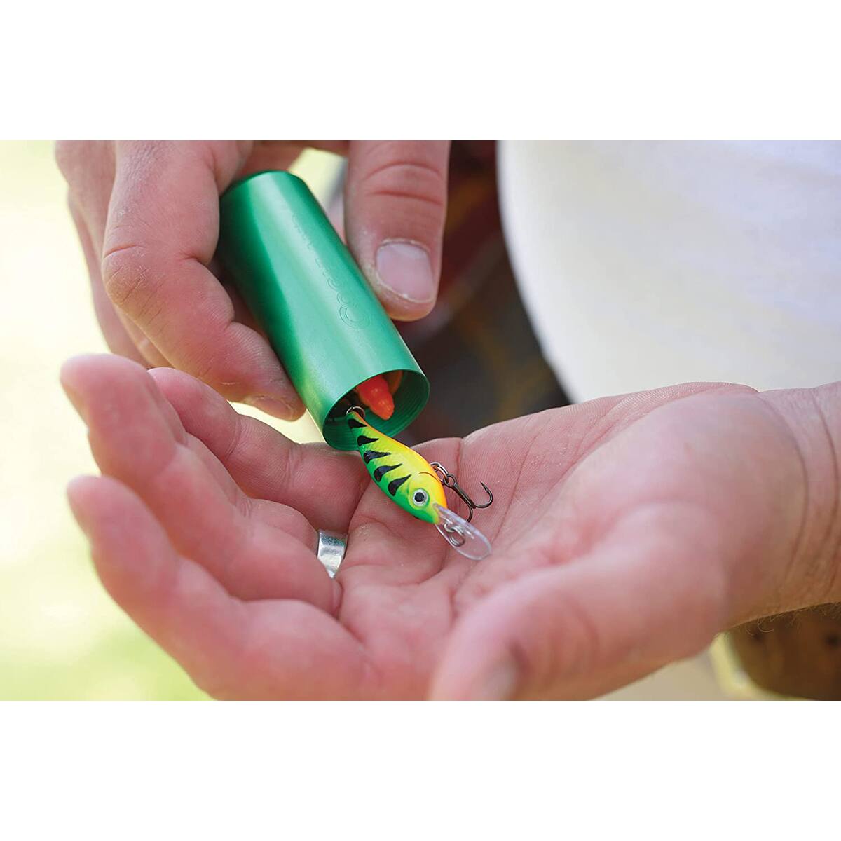 Alt View 1. Coghlan’s - Coghlan's Aluminum Capsule with Carabiner, Watertight Seal - Large 1.2 x 4.3 in" - Green.