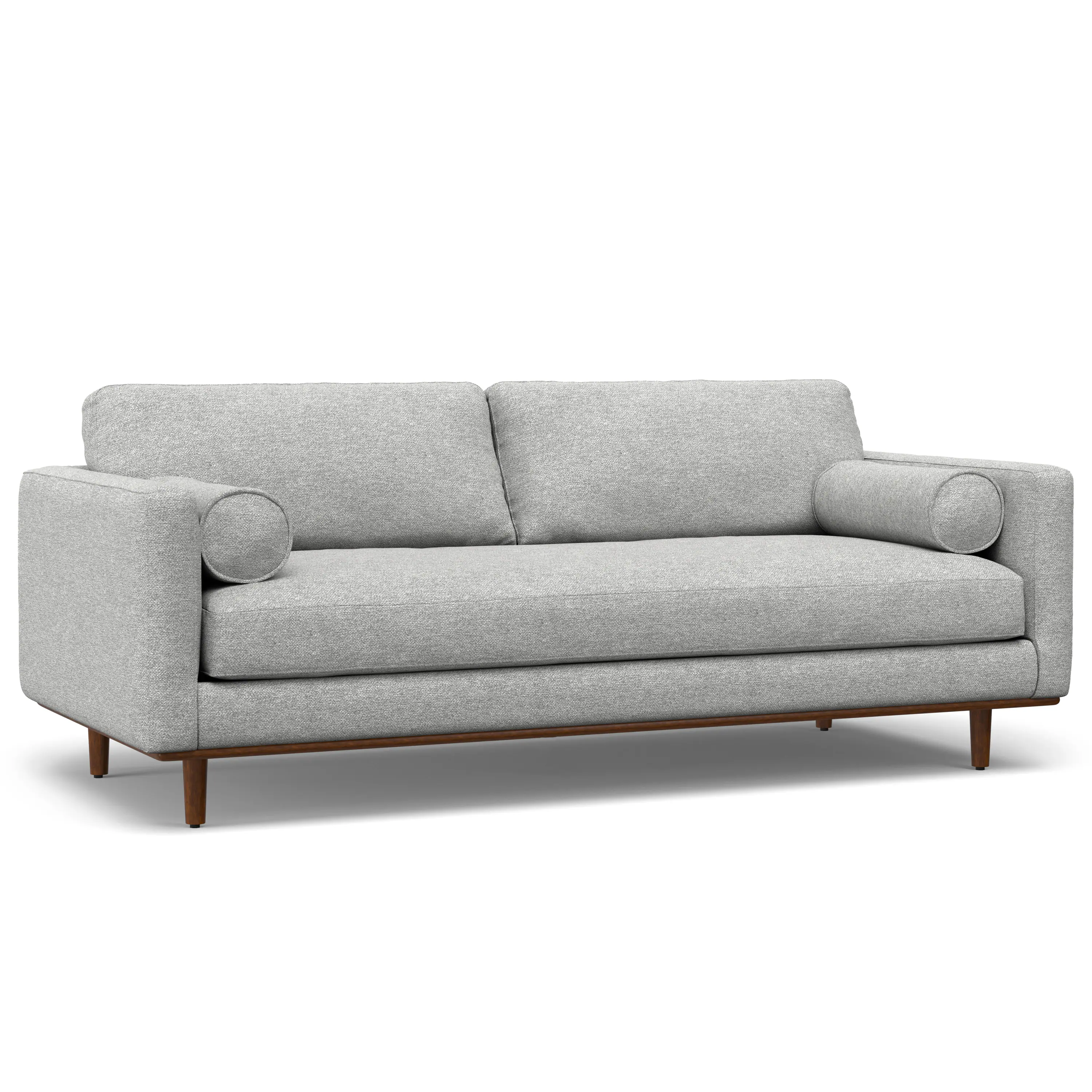 Alt View 1. Simpli Home - Morrison Mid-Century Modern 89 inch Wide Sofa with Ottoman Set in Mist Grey Tightly Woven Performance Fabric - Mist Grey.
