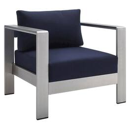 Outdoor Escape - Aluminum Outdoor Patio Armchair With Fabric Cushion And Modern Design - Silver
