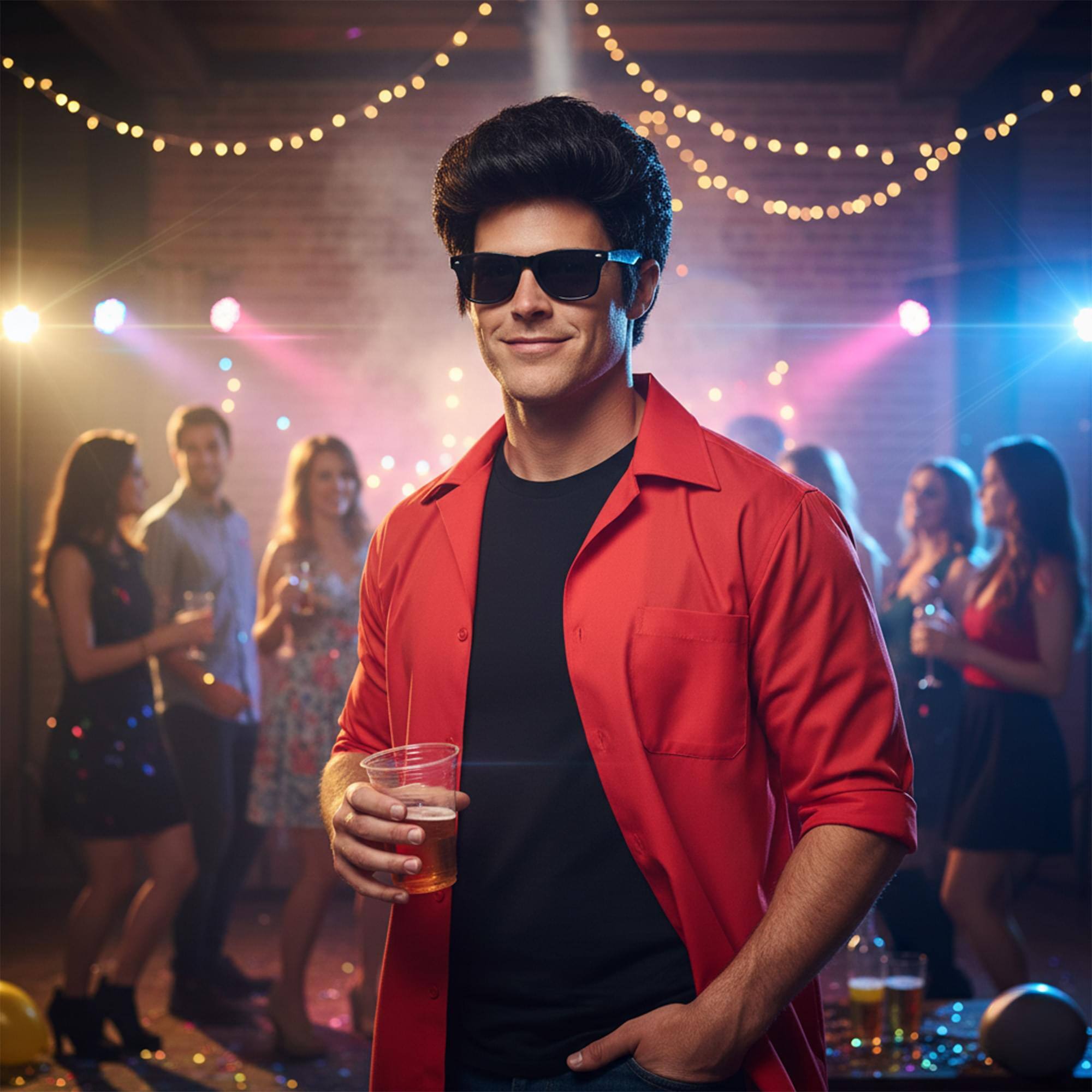 Alt View 10. Smiffys - Black 50s Glasses Adult Costume - Black.