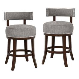 Furniture of America - Kalin Fabric Swivel Bar Stool (Set of 2) - Gray