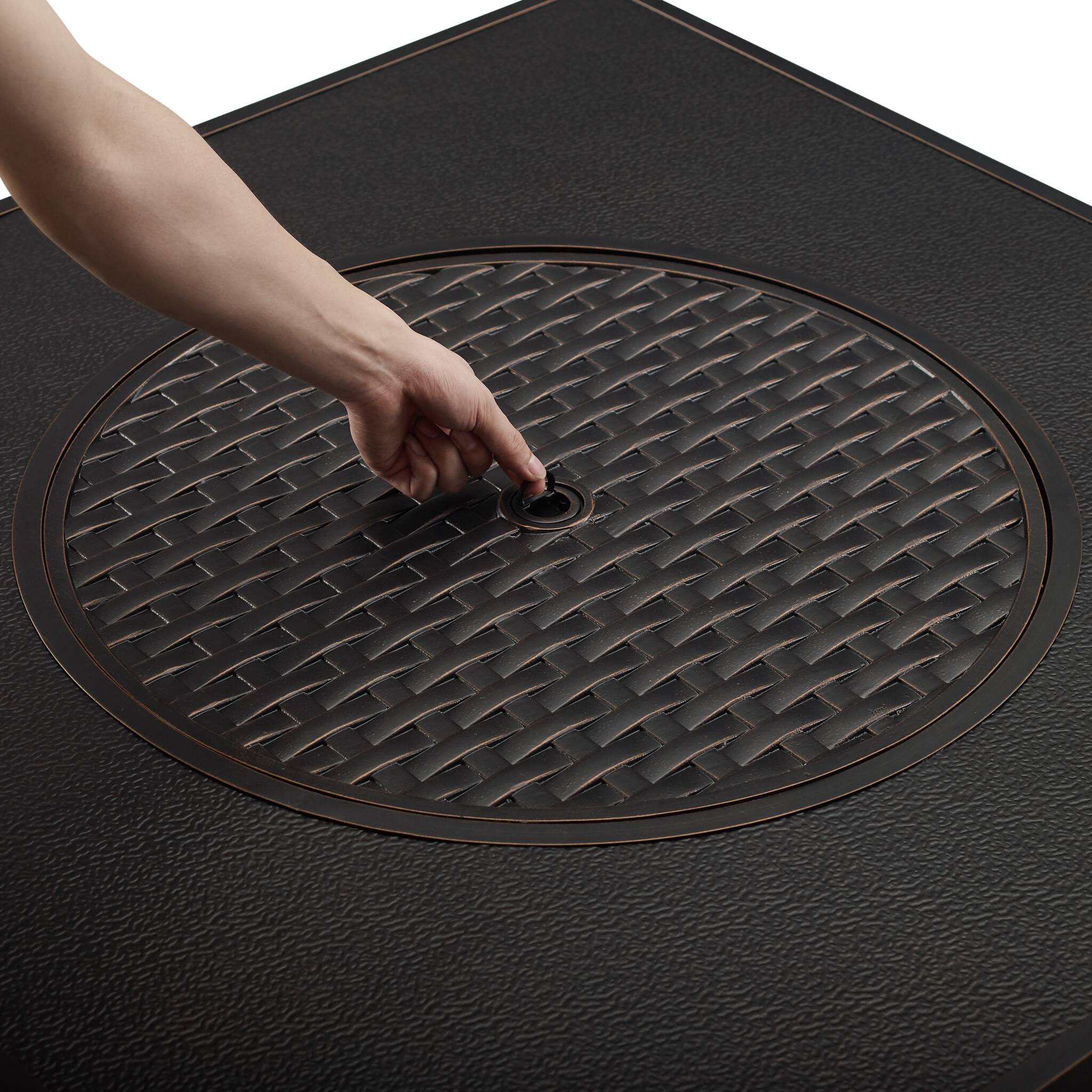 Alt View 13. Fire Sense - Dalton Square Aluminum LPG/NG Fire Pit - Antique Bronze.