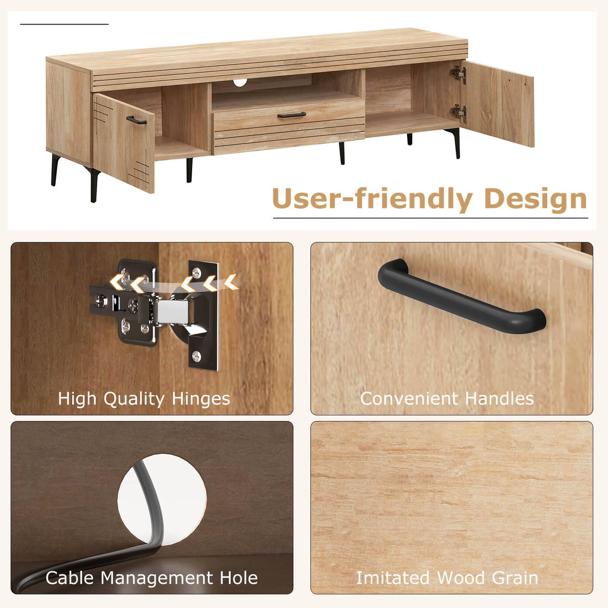 User-friendly Design:
High Quality Hinges:
Convenient Handles:
Cable Management Hole:
Imitated Wood Grain: