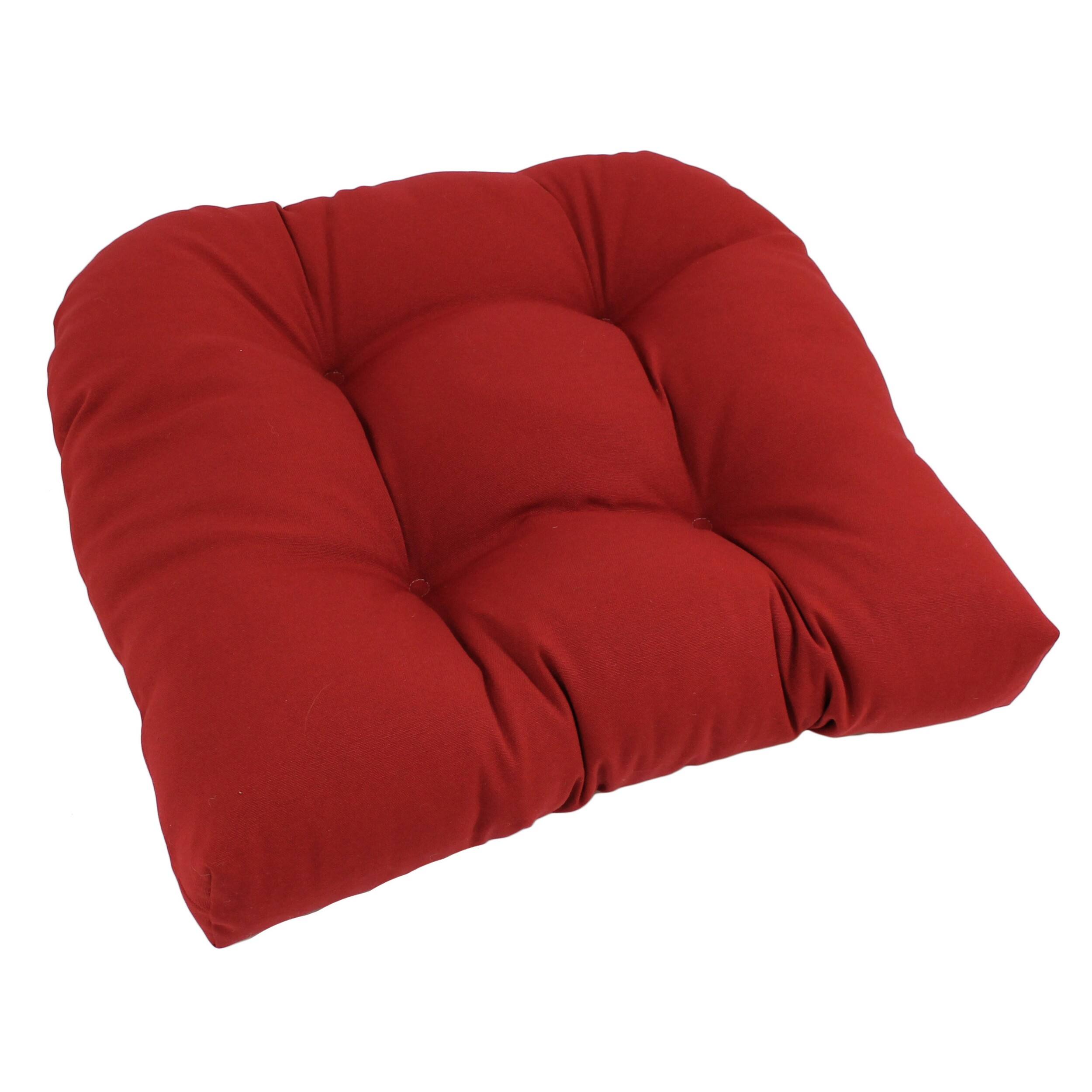 Front. Blazing Needles - 19-inch U-Shaped Twill Tufted Dining Chair Cushion - Ruby Red.