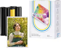 Liene Photo Printer Paper and Ink Cartridge 80 Printouts 6"