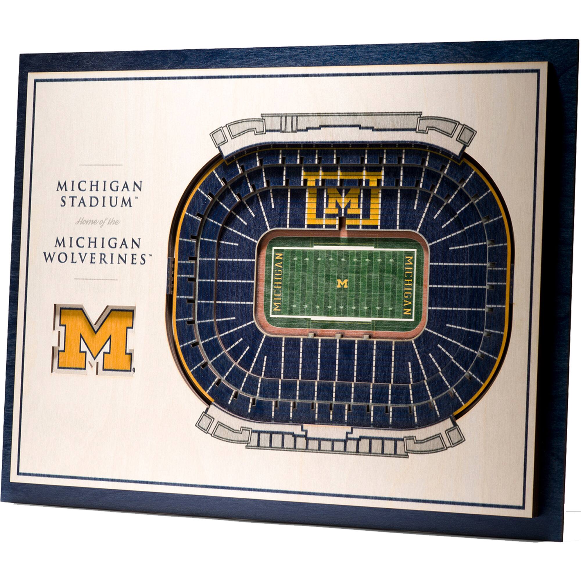 YouTheFan - Michigan Wolverines 17'' x 13'' 5-Layer StadiumViews 3D Wall Art - Brown price history on PriceWatchPro