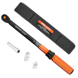 VEVOR - Click Torque Wrench, 3/8 Inch Drive, 10-100 lbf-ft / 13.6-135.6 N.m, Dual-direction Torque Wrench with Dual Range Scales - Orange
