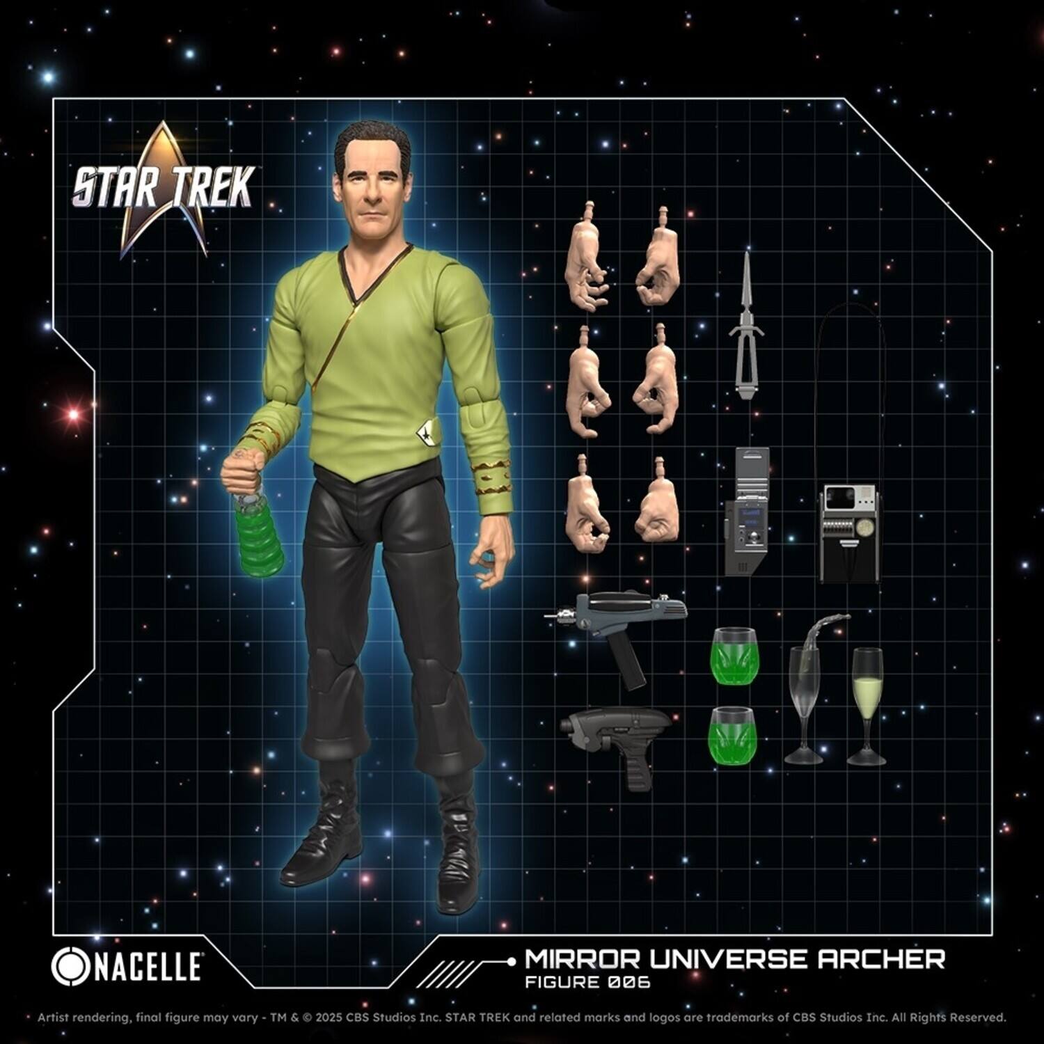 STAR TREK NACELLE MIRROR UNIVERSE ARCHER FIGURE 006

Artist rendering, final figure may vary

TM & C 2025 CBS Studios Inc. STAR TREK and related marks and logos are trademarks of CBS Studios Inc. All Rights Reserved.
