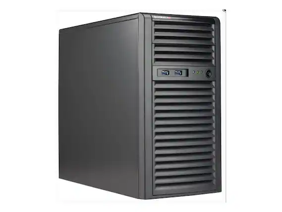 Front. Supermicro - Supermicro CSE-731I-404B Mini-Tower Chassis, 2x5.25" Ext, 4x3.5" Int Bays, 400W - Black.