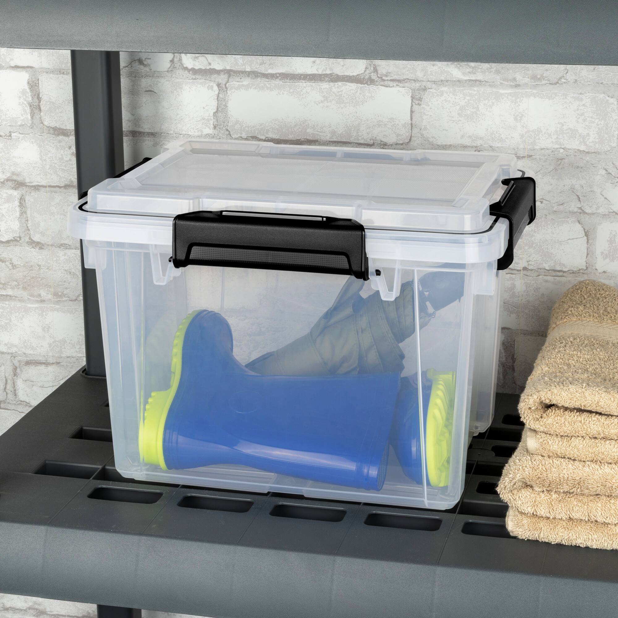 Alt View 2. Sterilite - Sterilite 19Qt Gasket Box, Stackable Storage Container with Lids, Black, 18 Pack - Clear.