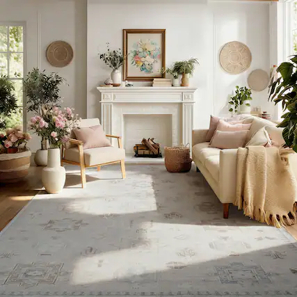 Front. RYHNUYNE - 9x12 Area Rug, Washable Area Rug Non Slip Rugs for Living Room, Soft and Cozy Carpet for Bedroom Dining Room Home - gray.