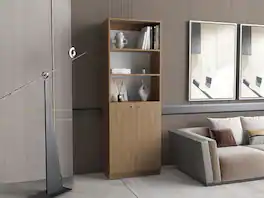 Depot Eshop - Vinton 2-Door Bookcase with Upper Shelves - Natural Oak / White