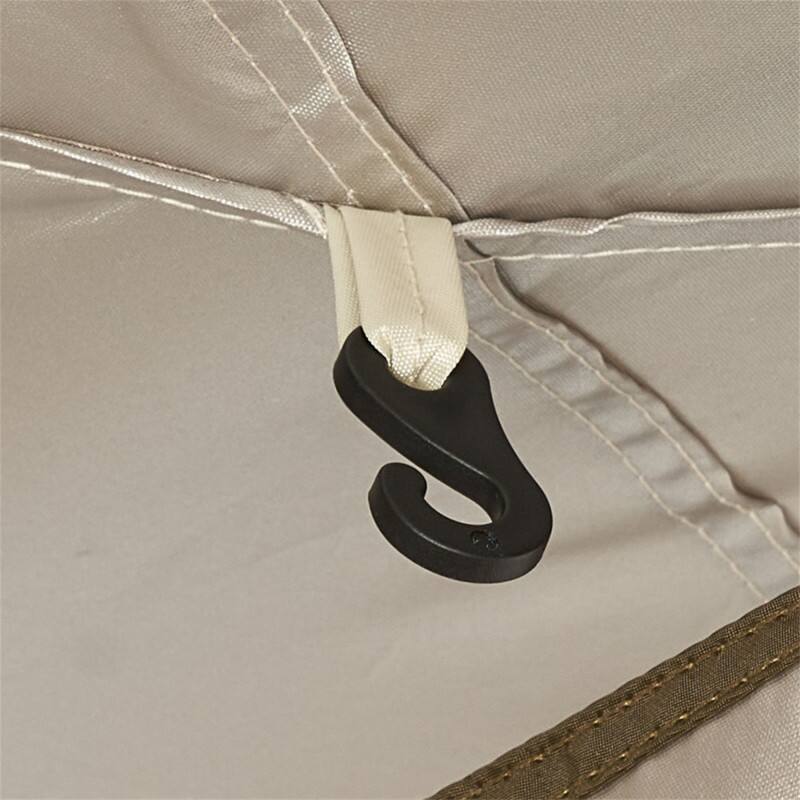 Alt View 2. HTUTWOO - Camping Shower Tent-2-Room Foldable Privacy Changing Tent,150D Oxford Silver Coating with Crossbar,Ground Stakes, Ropes - Khaki.