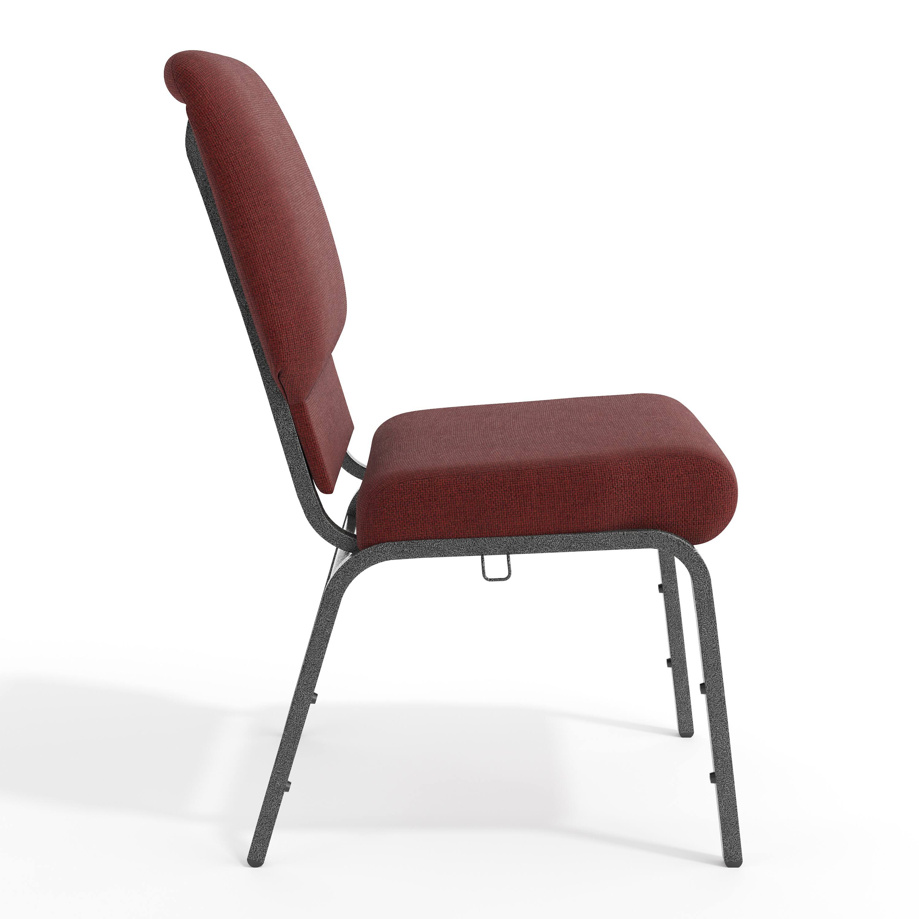 Alt View 8. Emma + Oliver - Church Chair 20.5 in. Wide - Maroon Fabric/Silver Vein Frame.