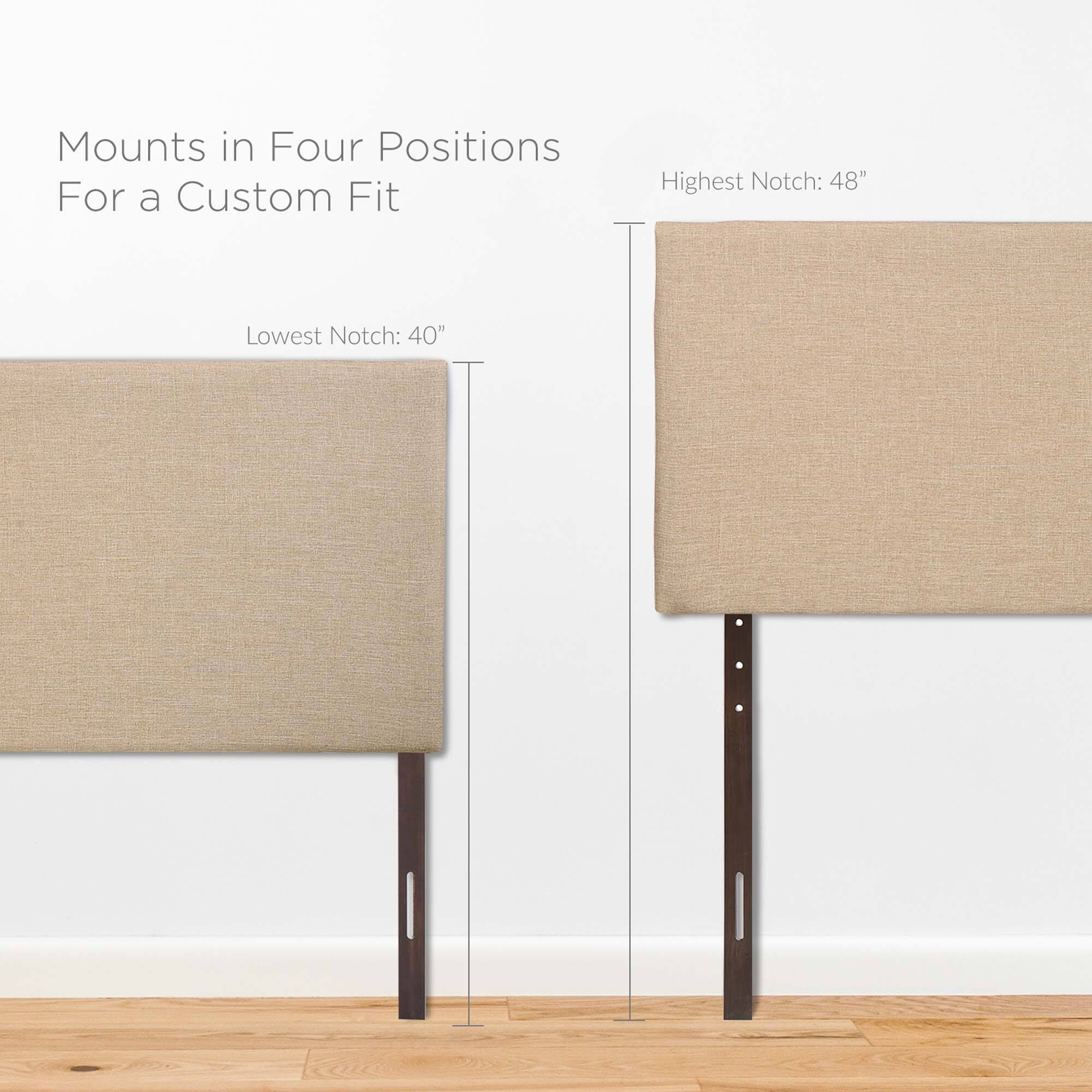 Mounts in Four Positions  
For a Custom Fit  

Highest Notch: 48"  
Lowest Notch: 40"