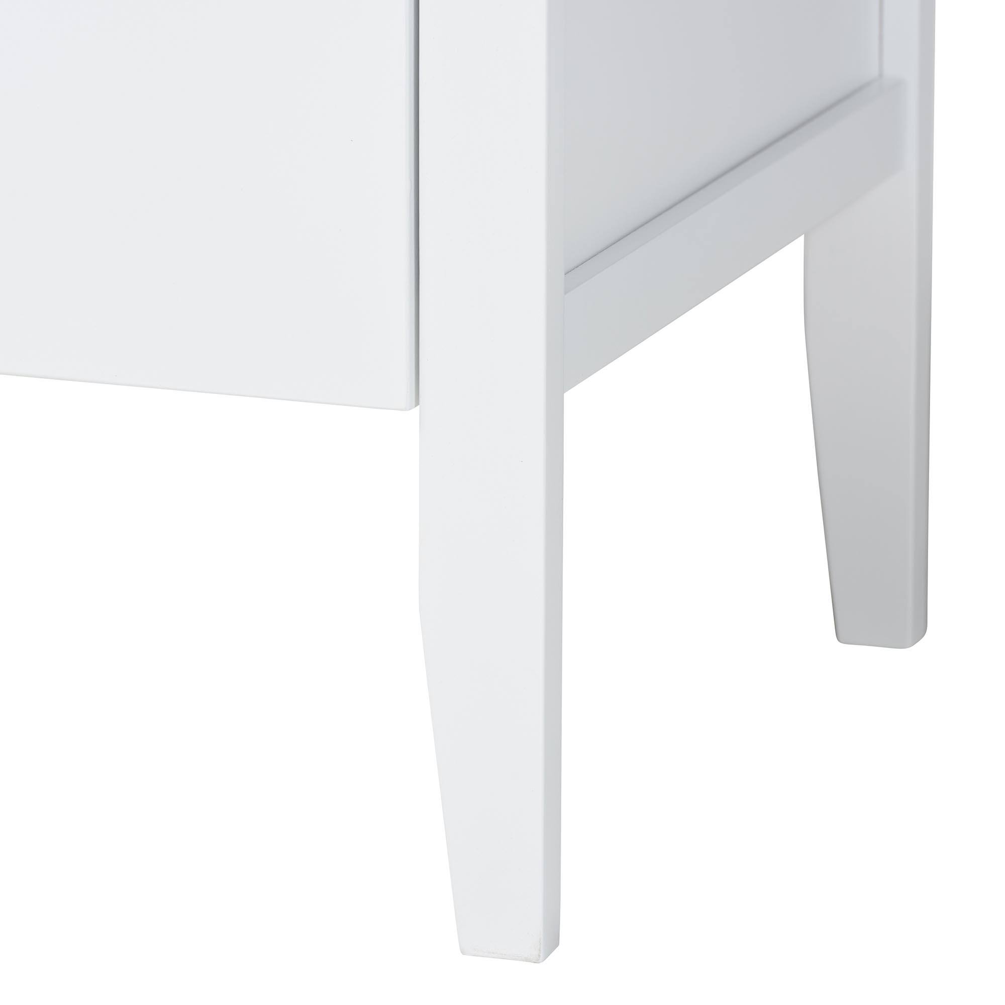 Alt View 2. Baxton Studio - Lara Dresser - 6-Drawer Bedroom Storage Chest with Laser-Cut Geometric Overlay for Clothing and Organization - White.