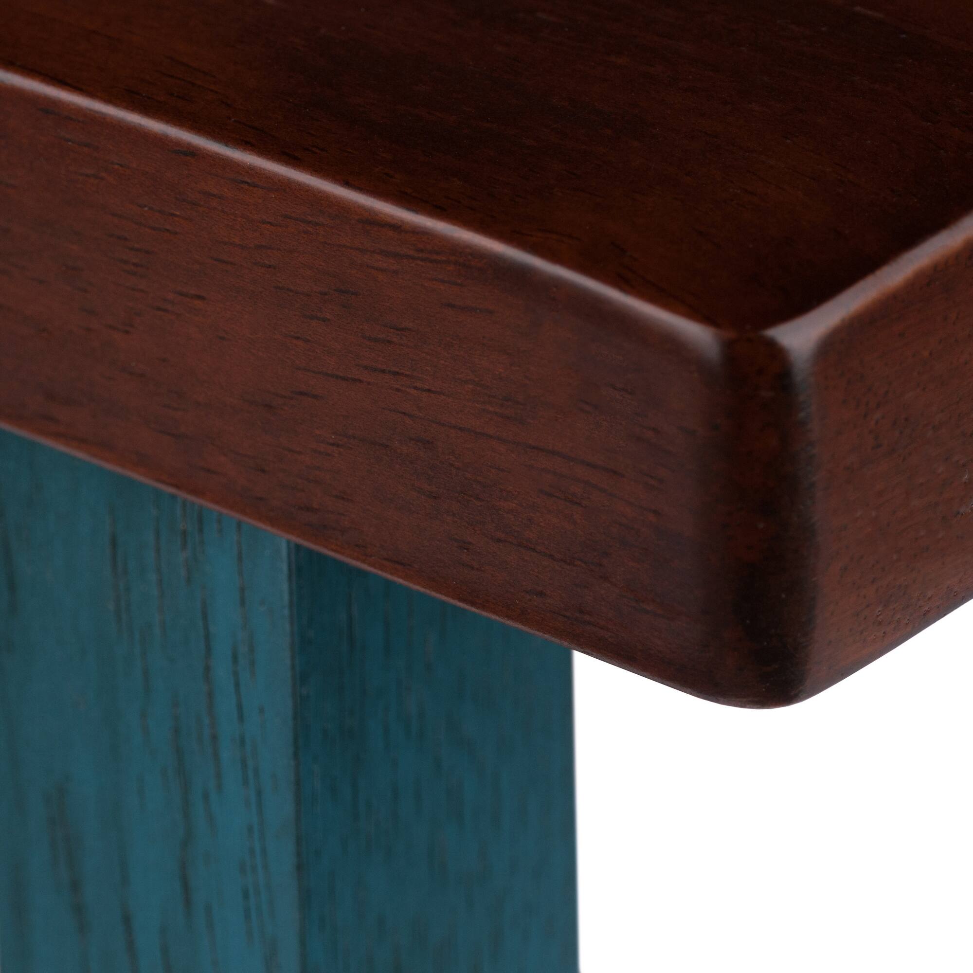 Alt View 4. Winsome Wood - Satori Saddle Seat Bar Stool - Walnut/Rustic Teal.