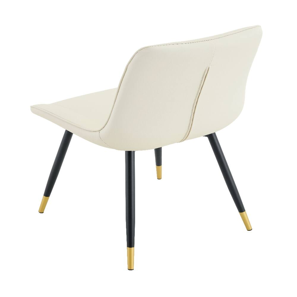 Alt View 9. Loheer - Loheer White Dining Chairs Set of 2 Tech Fabric Upholstered High Back Modern Chairs with Black Metal Legs Gold Trim - White.