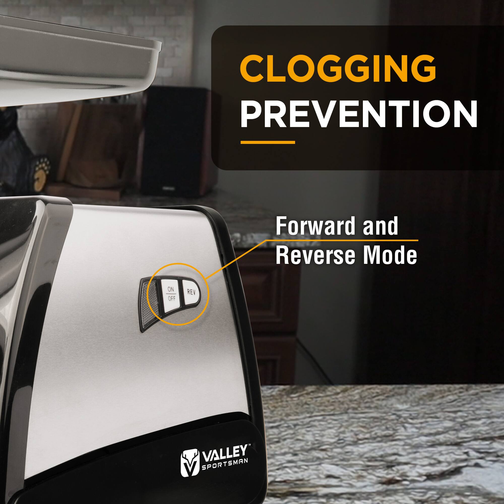 CLOGGING PREVENTION  
Forward and Reverse Mode  
ON OFF REV  
VALLEY SPORTSMAN