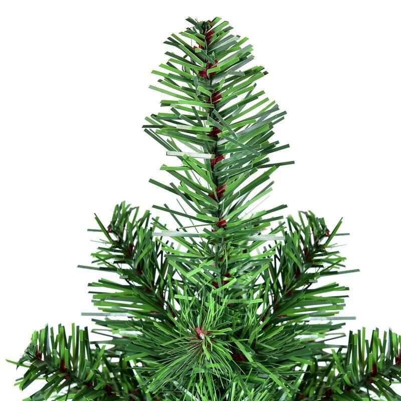 Angle. WELLFOR - 3ft Unlit Table‑Top Mini Artificial Christmas Tree, Xmas Tree with Lush Branch Tips for Desk &Burlap‑Base - Green.
