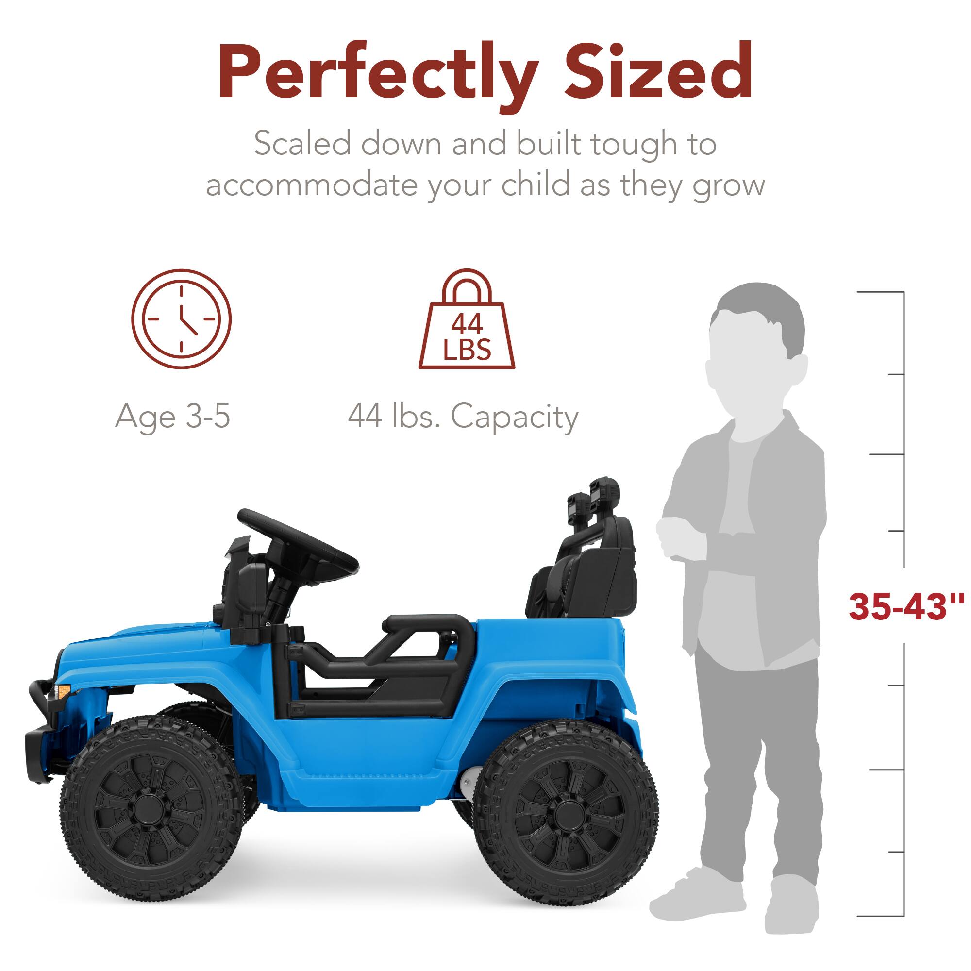 Perfectly Sized  
Scaled down and built tough to accommodate your child as they grow.  

- Age 3-5  
- 44 lbs. Capacity  
- 35-43"