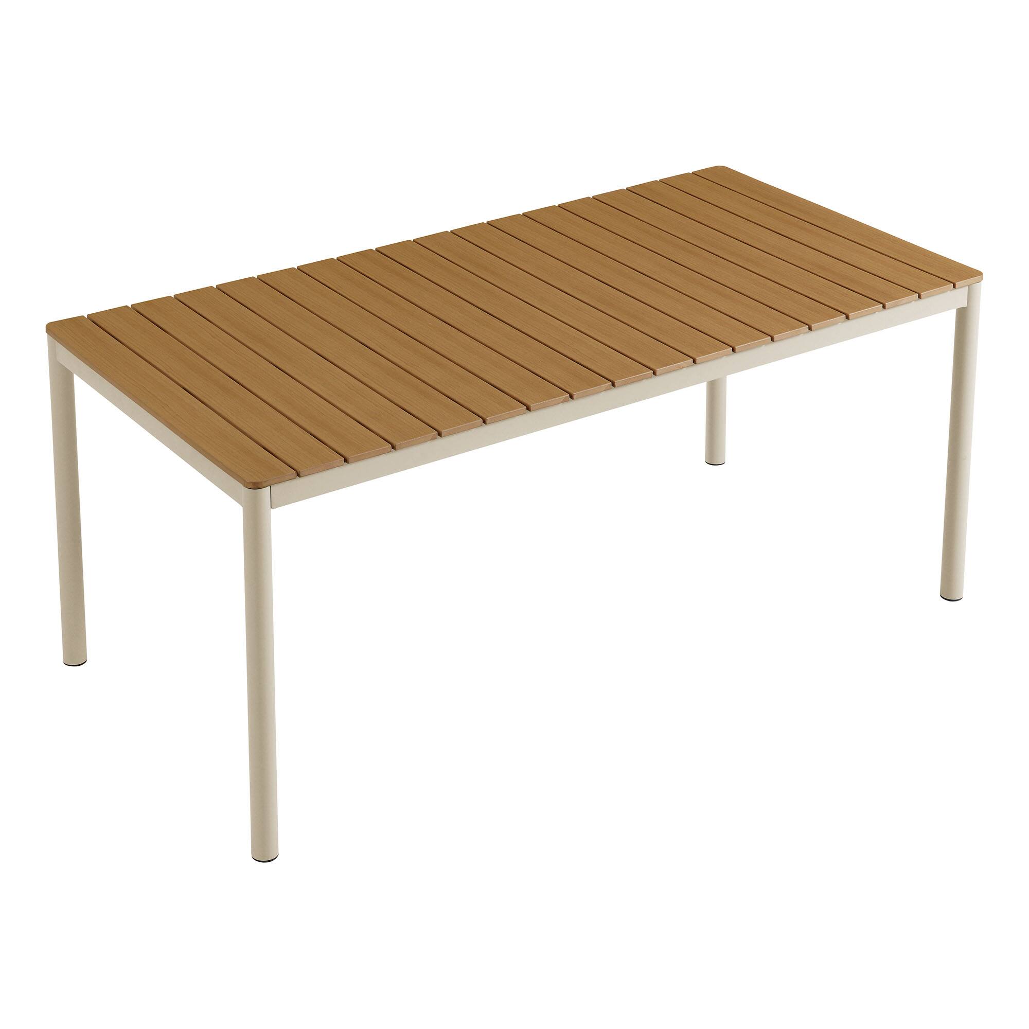 Alt View 4. Modway - Finn 71" Outdoor Patio Aluminum Dining Table with Faux Wood Top by Modway - Natural.