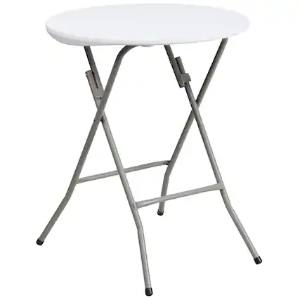 Front. Alamont Home - 2-Foot Round Plastic Folding Table - Granite White.