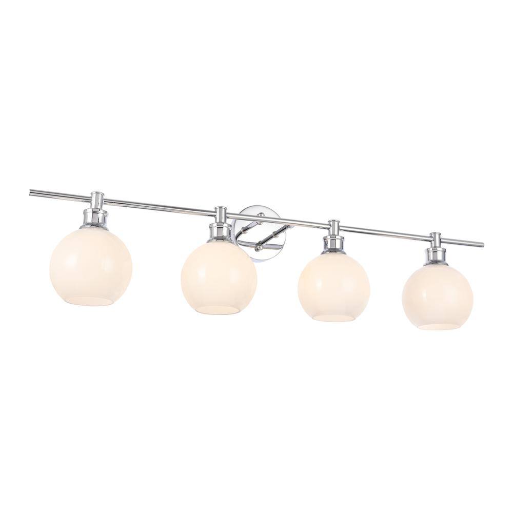 Back. Living District - Collier 4 light Chrome and Frosted white glass Wall sconce - Chrome And Frosted White Glass.
