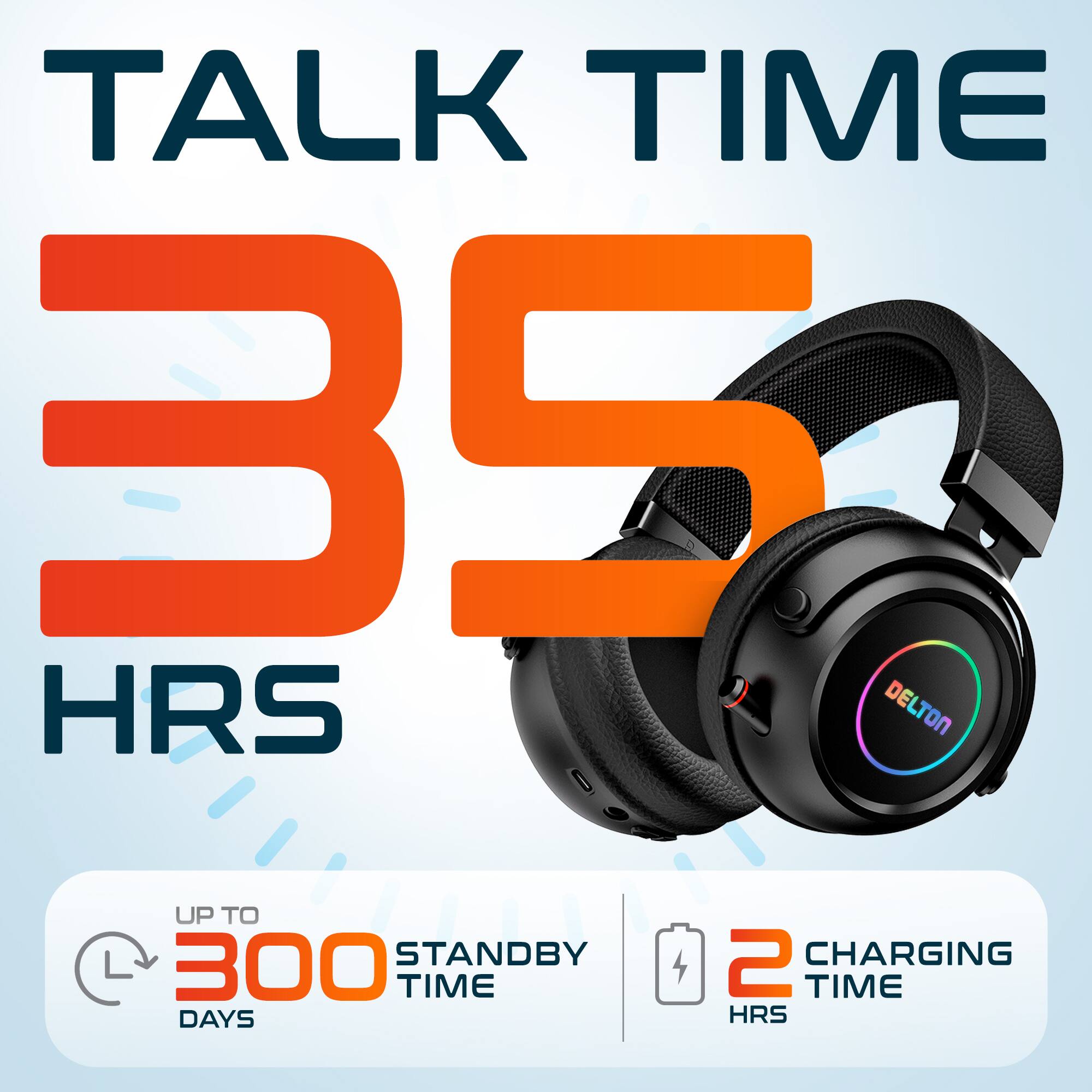 TALK TIME 35 HRS  
UP TO 300 STANDBY DAYS  
2 CHARGING HRS
