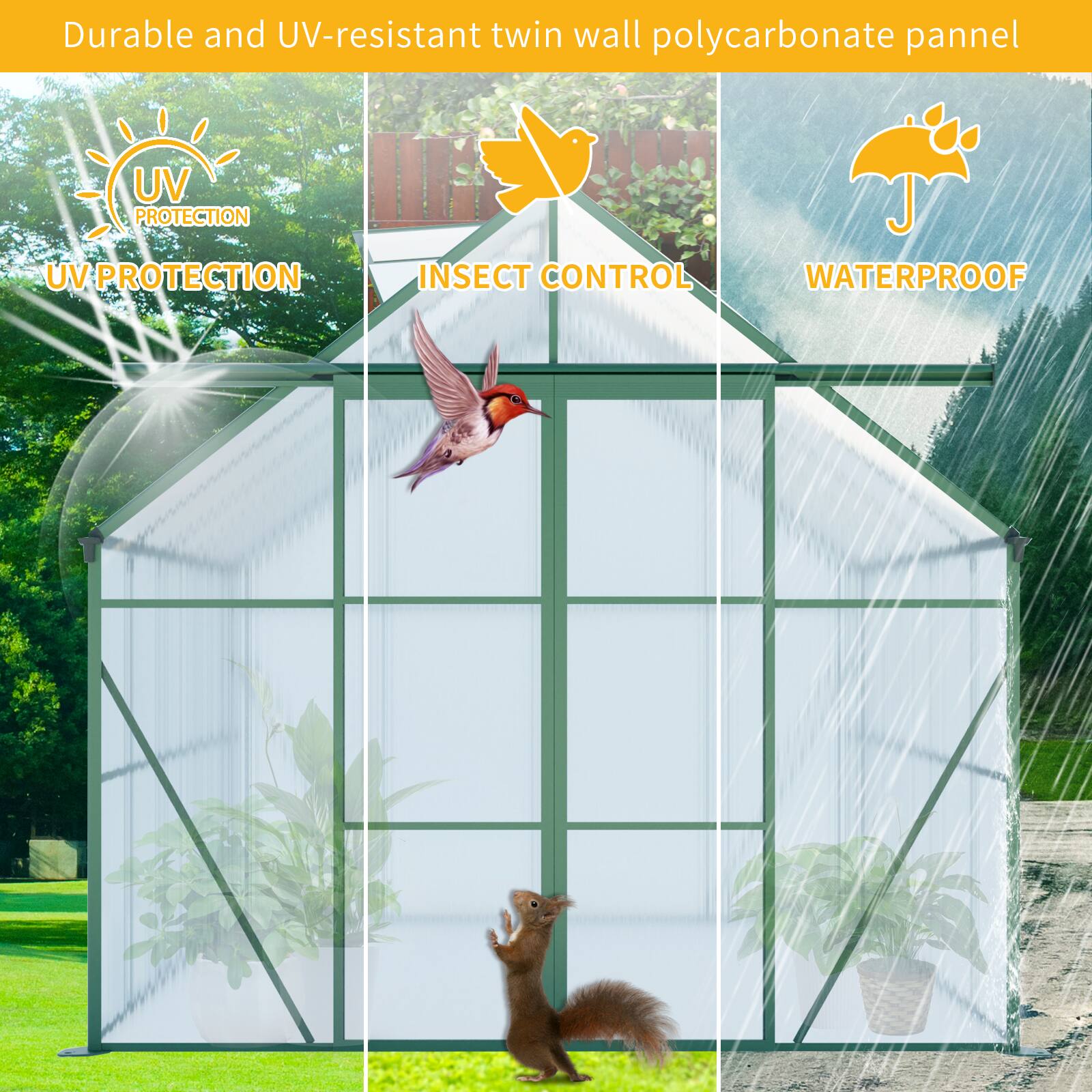 Durable and UV-resistant twin wall polycarbonate panel

- UV PROTECTION
- INSECT CONTROL
- WATERPROOF